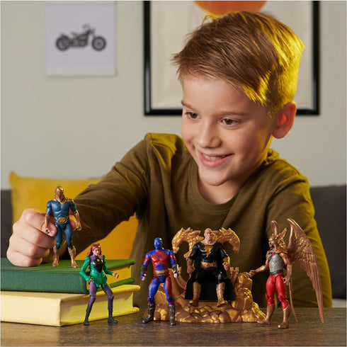 DC Comics, Black Adam and Justice Society Set, 4-inch Black Adam Toy Figures and Throne, Hawkman, Dr. Fate, Atom Smasher, Cyclone, Kids Toys for B...