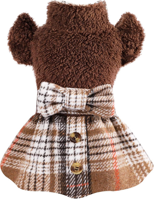 XS Dog Sweater Winter Dog Dresses for Small Dogs Girl Dog Clothes Christmas Plaid Dog Dress for Pet Puppy Clothes Cat Apparel...