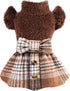 XS Dog Sweater Winter Dog Dresses for Small Dogs Girl Dog Clothes Christmas Plaid Dog Dress for Pet Puppy Clothes Cat Apparel...