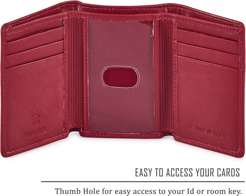 Trifold Wallets for Men Real Leather Slim Front Pocket RFID Blocking Travel with ID Window in Gift Box...
