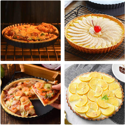 Beasea Mini Tart Pans for Baking, 2pcs 8 Inch Tart Pan with Removable Bottom Small Non Stick Carbon Steel Quiche Pie Pans for Oven Baking...