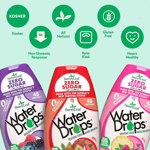 SweetLeaf Water Flavoring Drops - Stevia Water Enhancer, Sugar Free, Zero Calorie Water Additive, Contains Monk Fruit Extract, Gluten Free, Keto F...