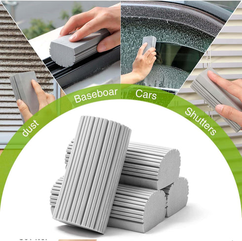 4-Pack Damp Clean Duster Sponge and 1- Pack Cellulose Dishwasher Sponge, Brush for Cleaning Blinds, Glass, Baseboards, Vents, Railings, Mirrors, W...