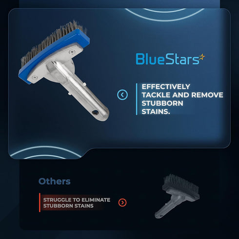 BlueStars Heavy Duty 5in Swimming Pool Brush with Stainless Steel Bristle Wire and Aluminium Handle 5" - Suitable for Tackling Stubborn Stains on ...