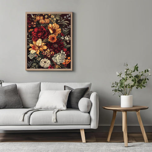 Posterizer 1 pcs-retro reutral beige and yellow flowers-Floral & Botanical Art-Abstract & Modern Art-Decor for Home & Office- UNFRAMED Wall Art...