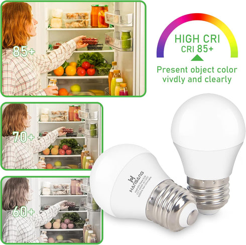 hansang E26 LED Refrigerator Light Bulb 4000K Natural Daylight, 60Watt Equivalent Waterproof Appliance Bulb, 6W A15 Small Fridge Light Bulb, Freez...