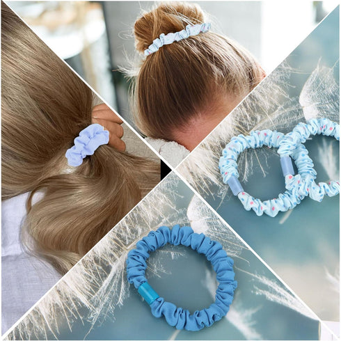 10Pcs Blue Spa Headband and Wrist Washbands Set, Skincare Headband Face Wash Headband Makeup Headband, Flower Hair Claw Clip and 6Pcs Slip Hair Ti...