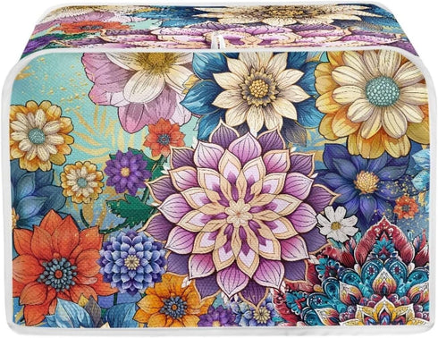 UNICEU Boho Flower Bright Blossom 4 Slice Quilted Toasters Cover, Dust-proof Toasters Cover Bread Maker Cover Kitchen Small Appliance Dust Cover...