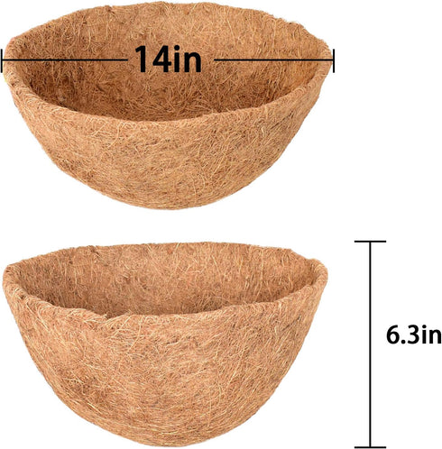 Halatool 2 PCS 14 Inch Round Coco Liners Hanging Basket 100% Natural Replacement Coconut Fiber Liner for Garden Flower Pot Vegetables Herbs...