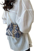 Verdusa Mini Plaid Print Drawstring Tote Bags Casual Handbags Retro Handbag...