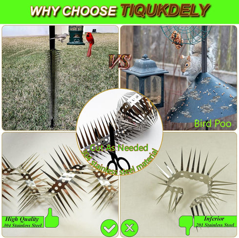 Bird Spikes, Squirrel Spikes for Bird Feeder Pole Arbitrary Bending and Winding Properties Avoided Raccoons and Squirrels Climbing Fences. (Size 4...