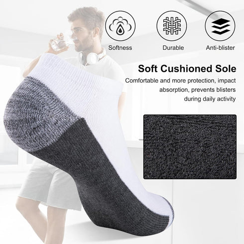 COOVAN Men Athletic Ankle Socks 12 pack Low Cut Short Cushion Casual Sock?12 pairs?...