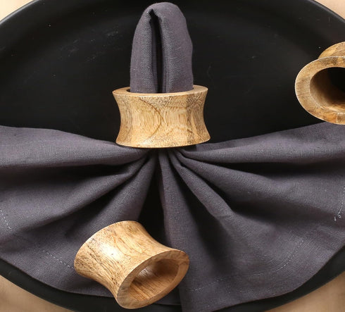 Rustic Wooden Napkin Rings Set of 12 - Handmade Natural Wood Napkin Holders for Table Decor, Farmhouse Dining, Weddings, Holidays, Parties, Everyd...