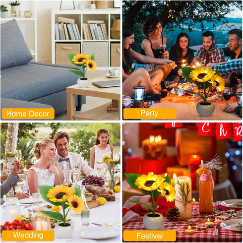 Sunflower Plants Table Lamp Gifts for Mom Simulation Flowers Led Night Lights for Anniversary Romantic Birthday Gifts for Her Home Decor - Ceramic...