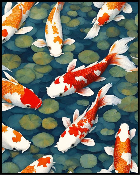 Posterizer 1 pcs- Beautiful print of gold fish in a river-Art for Animal Lovers- Gift for Men Women Entrepreneur Teens-decor for Bedroom, Office,...