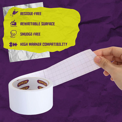 ATack Whiteboard Dry Erase Tape, 2 Inches x 30 Foot, White, Smudge-free White Board Dry Erase Label Sticker for Storage Bins, Classrooms, and Teac...