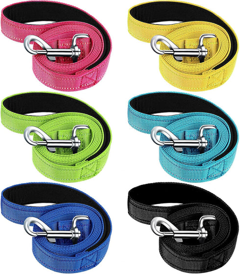 6 Pack Nylon Dog Leash Bulk 5 ft Dog Training Leashes for Medium and Large Dogs Heavy Duty Padded Handle Dog Leash Puppy Traction Rope for Walking...