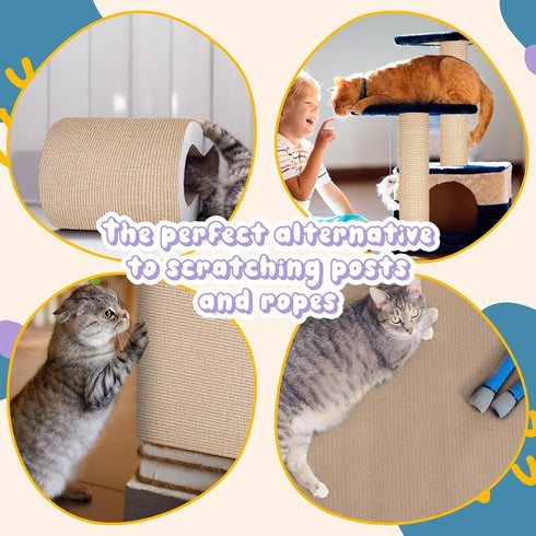 3 Pcs Cat Scratch Mat 11.8 x 23.6 Inches Cat Scratching Post Carpet Cover Adhesive Replacement Cat Scratch Pad Wall Cat Scratcher Cat Carpet Prote...