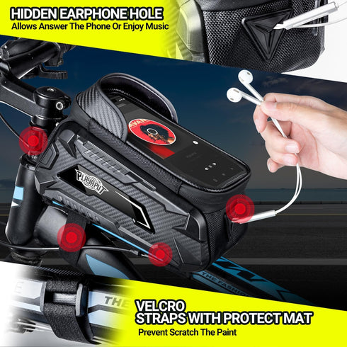Bike Bag,Waterproof Top Tube Bike Phone Bag With Rain Cover,Front Frame Bag 2L Large Capacity Handlebar Bag Bicycle Bag Bike Accessories Compatibl...