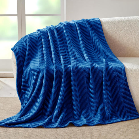 Whale Flotilla Flannel Fleece Throw Blanket for Couch Sofa Bed, Soft Velvet Lightweight Throws Plush Fluffy Chevron Design Decorative Blankets for...