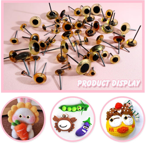 TOAOB 100pcs Yellow Glass Eyes Kits 3mm to 12mm Assorted Sizes for Crafts Needle Felting Bears Dolls Decoys Sewing...