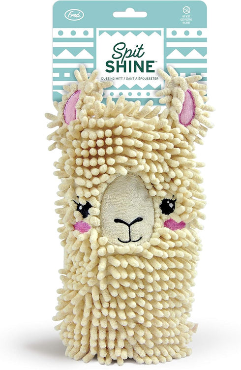 Fred Spit Shine - Llama Duster Mitt for Kids & Adults, Microfiber Cleaning Tool for Dusting Furniture, Screens, Blinds - Reusable, Washable, Stati...