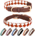Bolux Leather Cute Dog Collar, Adjustable Soft Paded Cute Dog Collar for Small Medium Large Dogs, Classic Breathable Pet Collar with Checkered Pat...