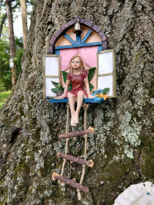 Fairy Angel Statue Garden Tree Decoration Resin Angel Figurine Wall Hanging Decor Outdoor Garden Decor for Lawn Yard Patio Windowsill Garden Gifts...