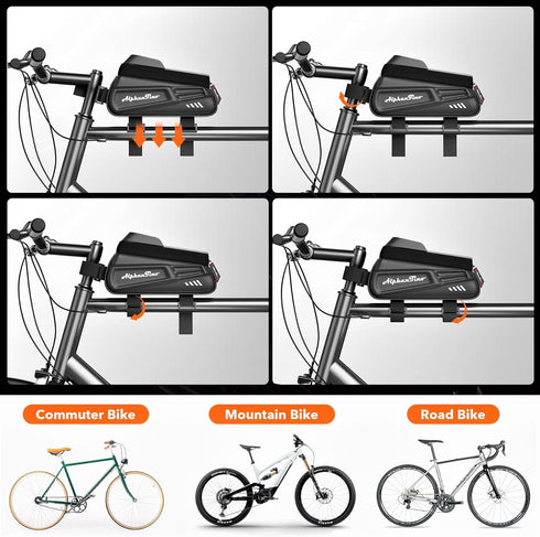 Bike Phone Holder Bag - Waterproof Hard Case Large Capacity Top Tube Front Frame Bicycle Pouch Cycling Mount, Bike Accessories, TPU Touch-Screen &...