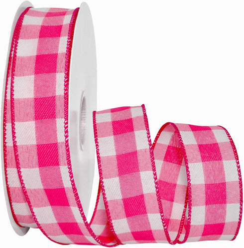 Morex Ribbon 7382 Gingham Style Ribbon, 1-1/2 inch by 50 Yards, Shocking Pink...