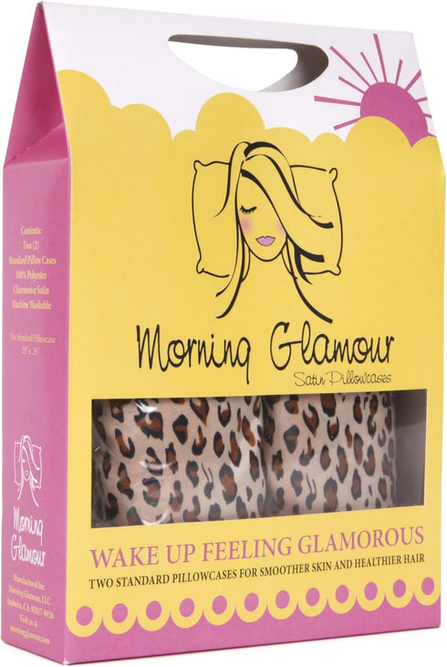 Morning Glamour Satin Pillowcases for Hair & Skin, Similar to Silk, Standard/Queen Size Set of 2, Cooling Pillow Case with Envelope Closure, Gifts...