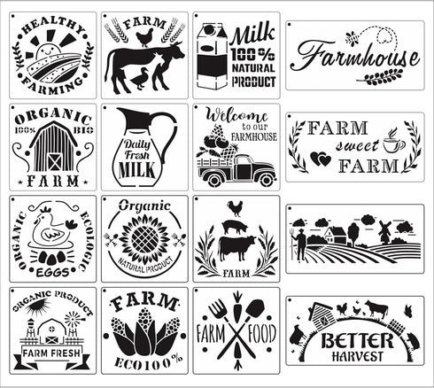 16 Pcs Drawing Stencil Painting Stencils Template, Reusable Stencils for for Art Projects, Crafting, and Decorating DIY Craft Projects (Farmhouse)...