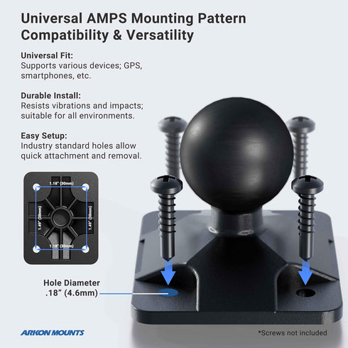 ARKON Mounts 4 Hole AMPS to 25mm Rubber Ball Adapter for Robust Mount Series APAMPS25MM...