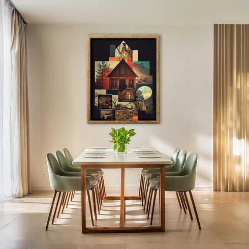 Posterizer 1 pcs-vintage houses and landscapes collage-Landscape & Nature Art-Abstract & Modern Art-Gift for Nature, Surfers and Beach Lovers- UNF...