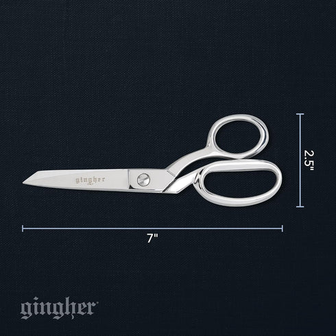 Gingher Dressmaker's Fabric Scissors with Protective Sheath - 7" Stainless Steel Shears - Sharp Knife Edge Fabric Scissors - Silver...
