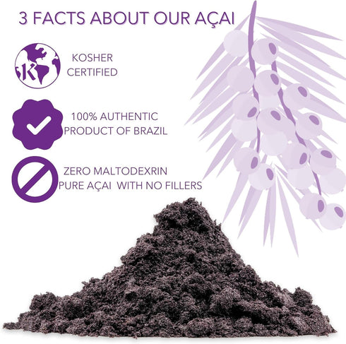 Slofoodgroup Freeze Dried Açaí Powder - Pure Acai Powder from Brazil (.5 Lb/8 oz Açaí), Acai Fruit Powder...