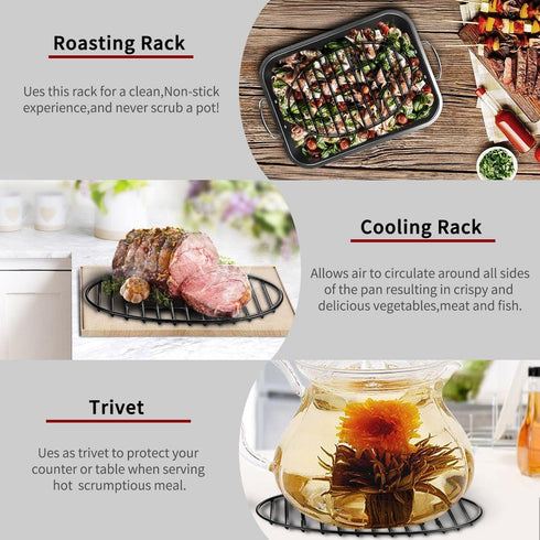 JY COOKMENT Cooling Roasting Rack with Integrated Feet, Enameled Coating, PTFE Free, Great for Cooking, Drying, Grilling, Dishwasher Safe (10inch*...