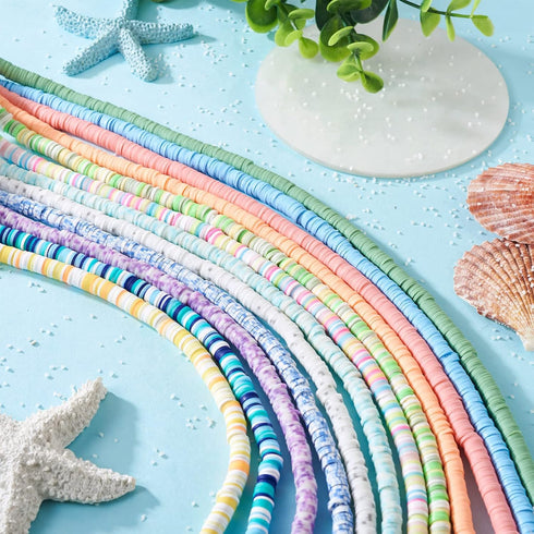 3840Pcs Clay Beads Bracelet Making Kit, 6mm Polymer Clay Beads for Jewelry Making Flat Round Polymer Clay Beads Spacer Heishi Beads for Adults Gir...