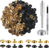 200 Pcs (50 Sets) 5/8 inch (15mm) Leather Snap Fastener Kit Tool Snaps for Leather Stainless Snap Buttons for Bag, Jeans, Clothes, Fabric (Gold+Bl...