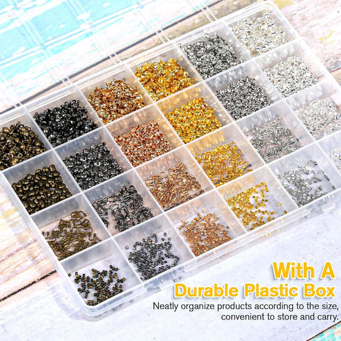 2220 Pieces Crimp Beads for Jewelry Making, Acejoz Knot Covers, Crimp Tubes and Wire Guardians with Crimping Pliers for DIY Jewelry Bracelets Neck...