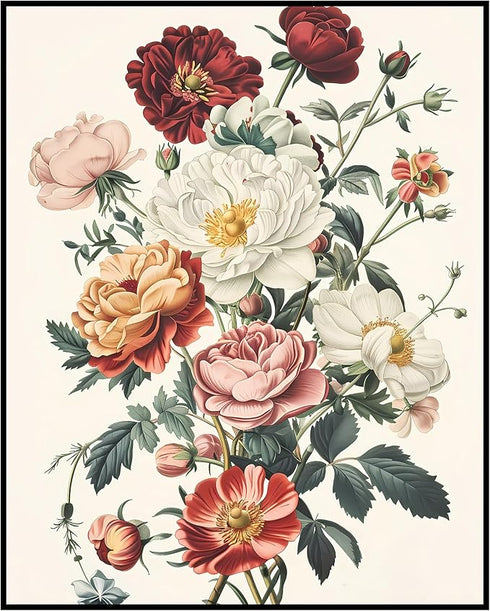 Posterizer 1 pcs-pink and red pretty chic flower design-Floral & Botanical Art-Abstract & Modern Art-Decor for Home & Office- UNFRAMED Wall Art...