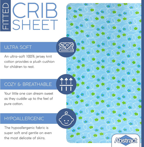 Bassinet Sheets for Baby/Infant Deep Fitted Soft Jersey Knit by Abstract 16" x 32" (Floral Blue)...