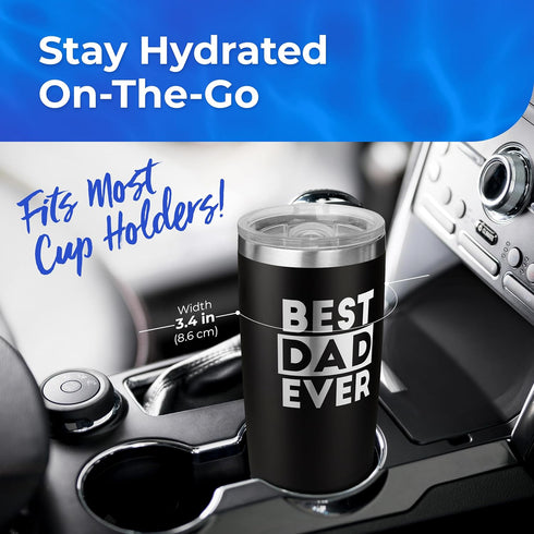 SassyCups Best Dad Ever Tumbler - Travel Coffee Travel Mug, 20 oz - Fathers Day Coffee Cup, Cool Gifts for Dad, Insulated Tumbler...