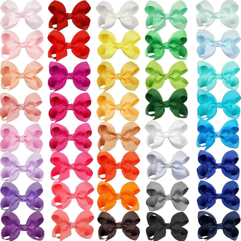 CÉLLOT 40 Pieces 3 Inch Hair Bows for Girls Clips Grosgrain Ribbon Boutique Hair Bow Alligator Clips For Girls Teens Toddlers Kids...