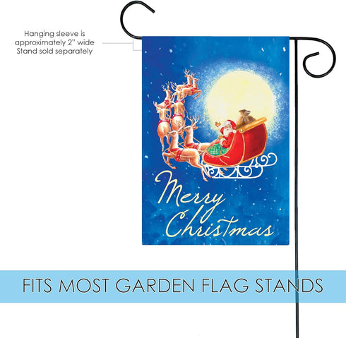 Toland Home Garden 119281 Moonlight Santa Christmas Flag, 12x18 Inch, Double Sided for Outdoor St Pats House Yard Decoration...