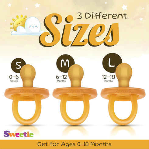 SWEETIE Rubber Pacifier Natural Rubber Pacifier Rounded 1 Count Original Natural Rubber Pacifier (0-6 Small)...