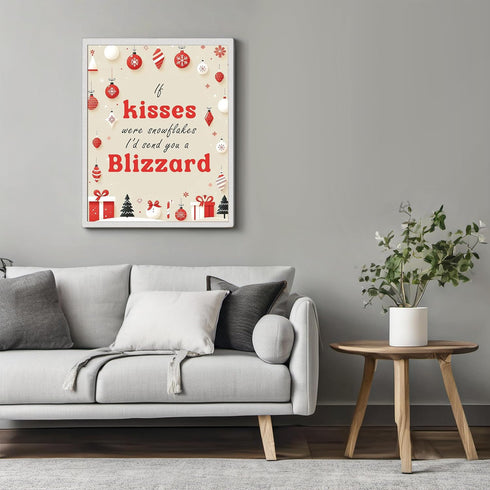 Posterizer 1 pcs-If kisses were snowflakes i'd send you a blizzard-Romantic Art-Holiday Poster Collection-Gifts for Women-Living Room Bedroom Deco...