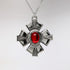 Medallion with Red Cabochon Medieval Renaissance Silver Finish Pendant Necklace...