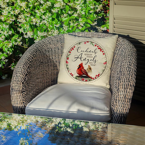 Winter Cardinals Appear When Angels are Near Home Decorative Throw Pillow Cover Red Bird Sign Cushion Case, 18 x 18 Home Decoration Christmas Outs...