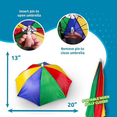 Windy City Novelties 13” Hands-Free Umbrella Hat – Sun & Rain Protection for Outdoor Events, Fishing, Festivals & Costume Fun – Adjustable Fit for...